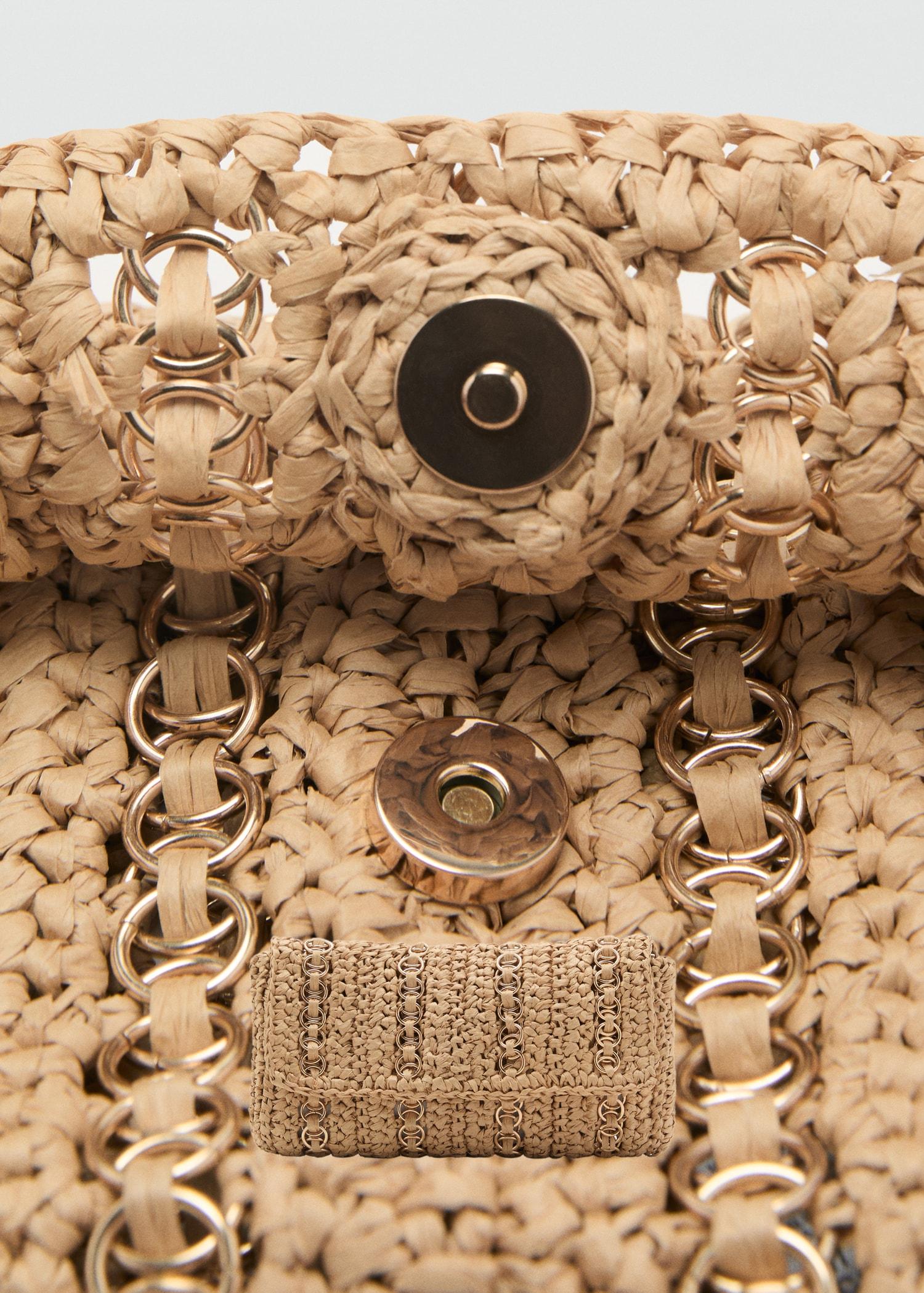 Natural fiber handbag with metal rings - Women | MANGO USA Product Image