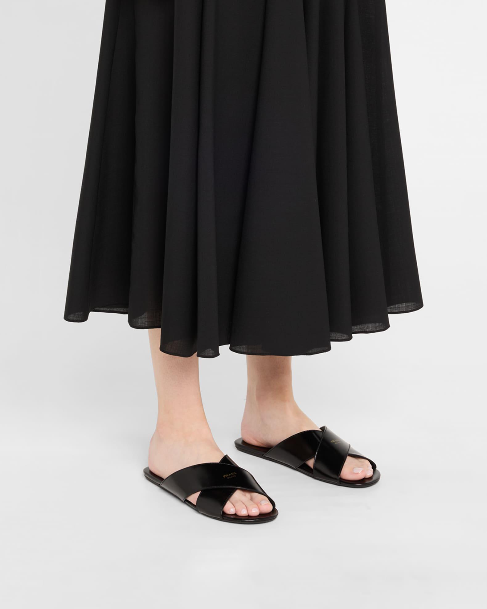 Leather Crisscross Slide Sandals Product Image