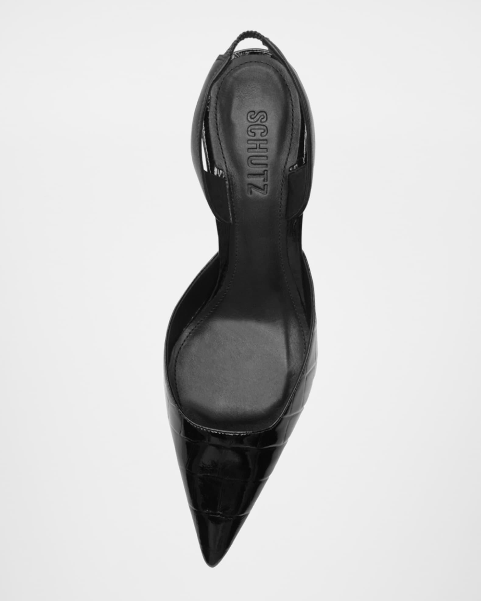 Paola Croc-Embossed Leather Slingback Pumps Product Image