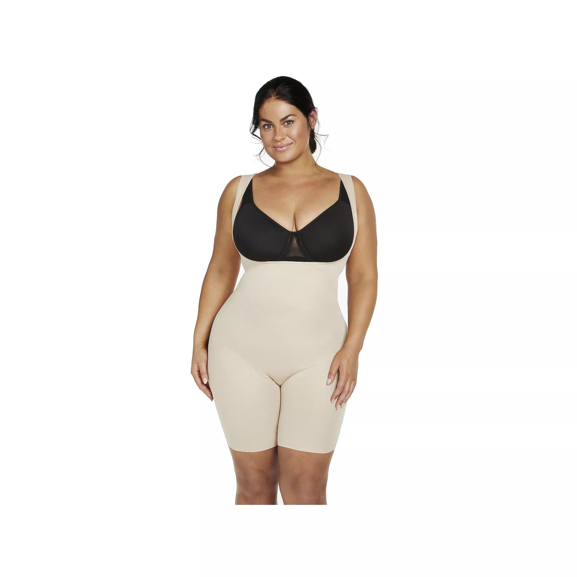 Plus Size Naomi & Nicole® Firm Control Shapewear Unbelievable Comfort® Torsette Thigh Slimmer 7776, Women's, Size: 3XL, Black Product Image