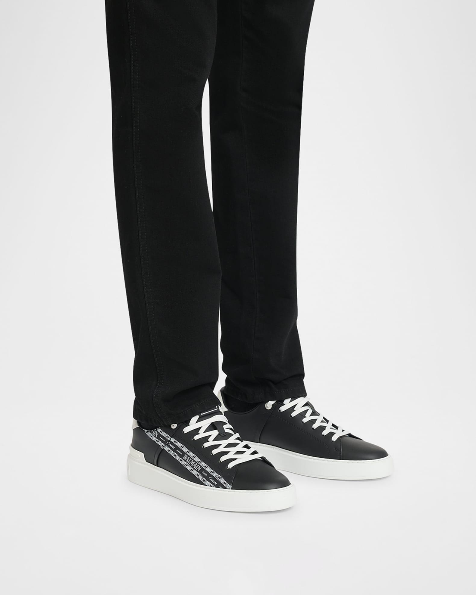 Men's B-Court Chain Logo Calfskin Low-Top Sneakers Product Image