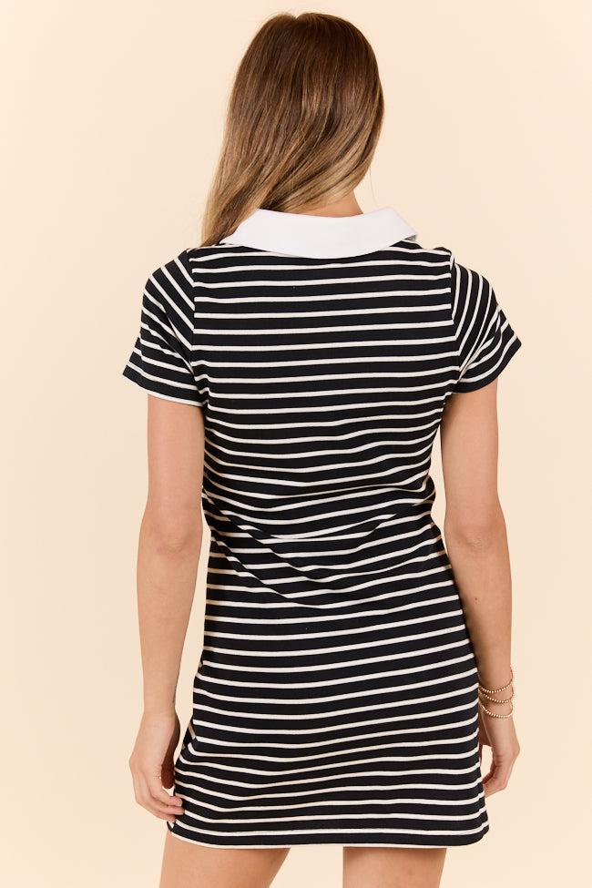 Prepared For Anything Black and White Collared Stripe Dress DOORBUSTER Product Image