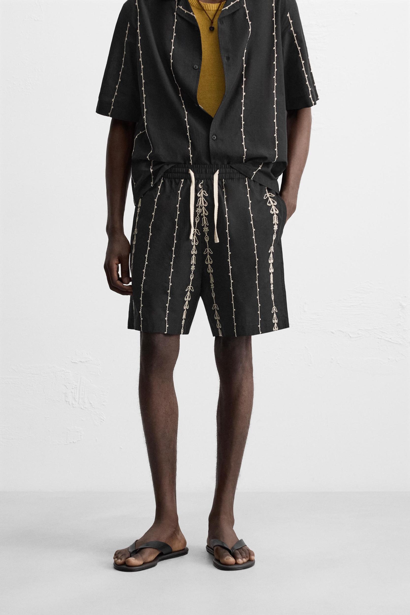 CONTRAST EMBROIDERY SHORTS Product Image