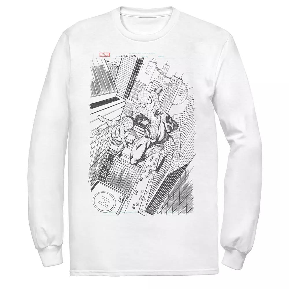 Men's Marvel Spider Man Swing Sketch Tee, Size: Small, White Product Image