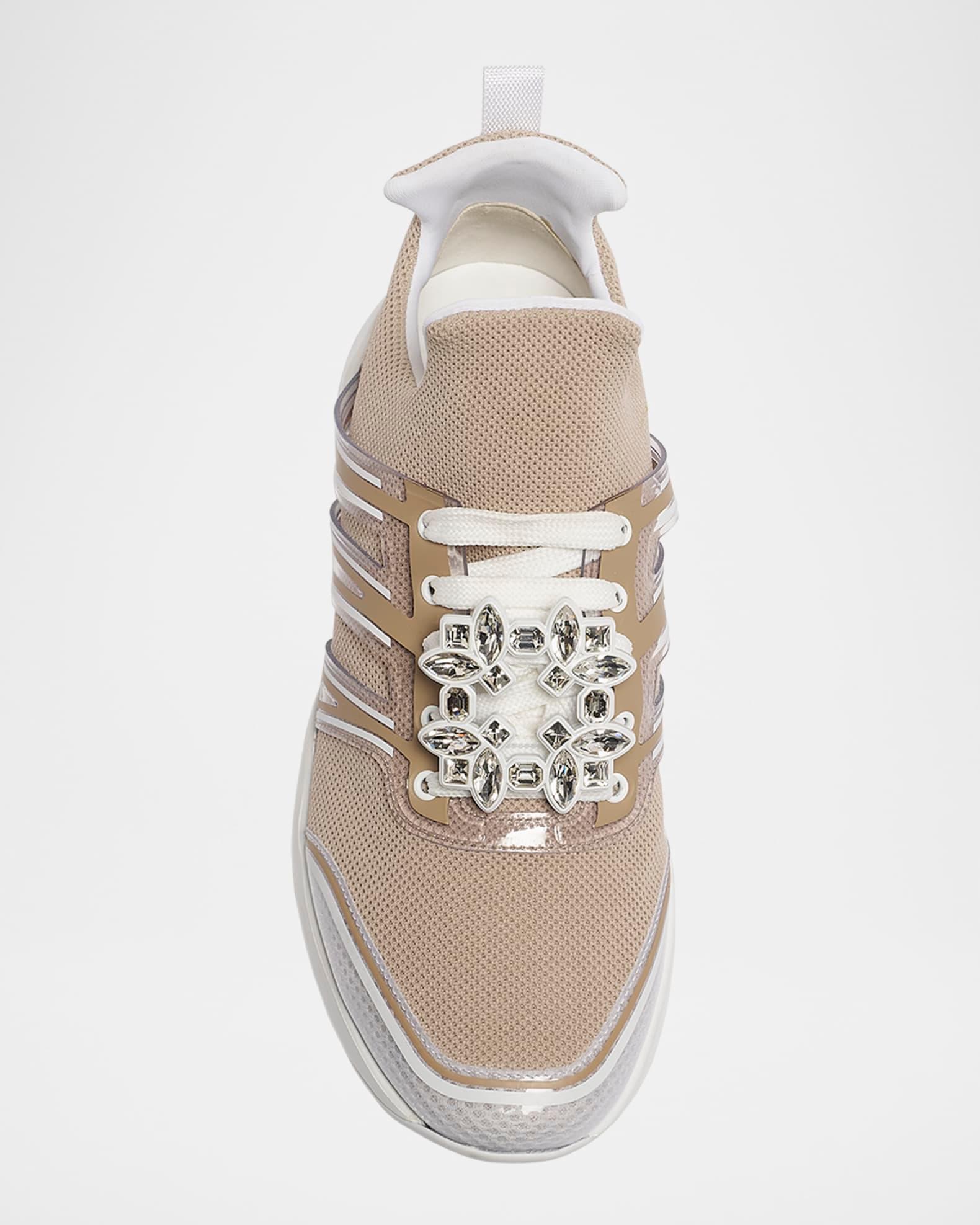 Viv Run Strass Buckle Knit Lace-Up Sneakers Product Image