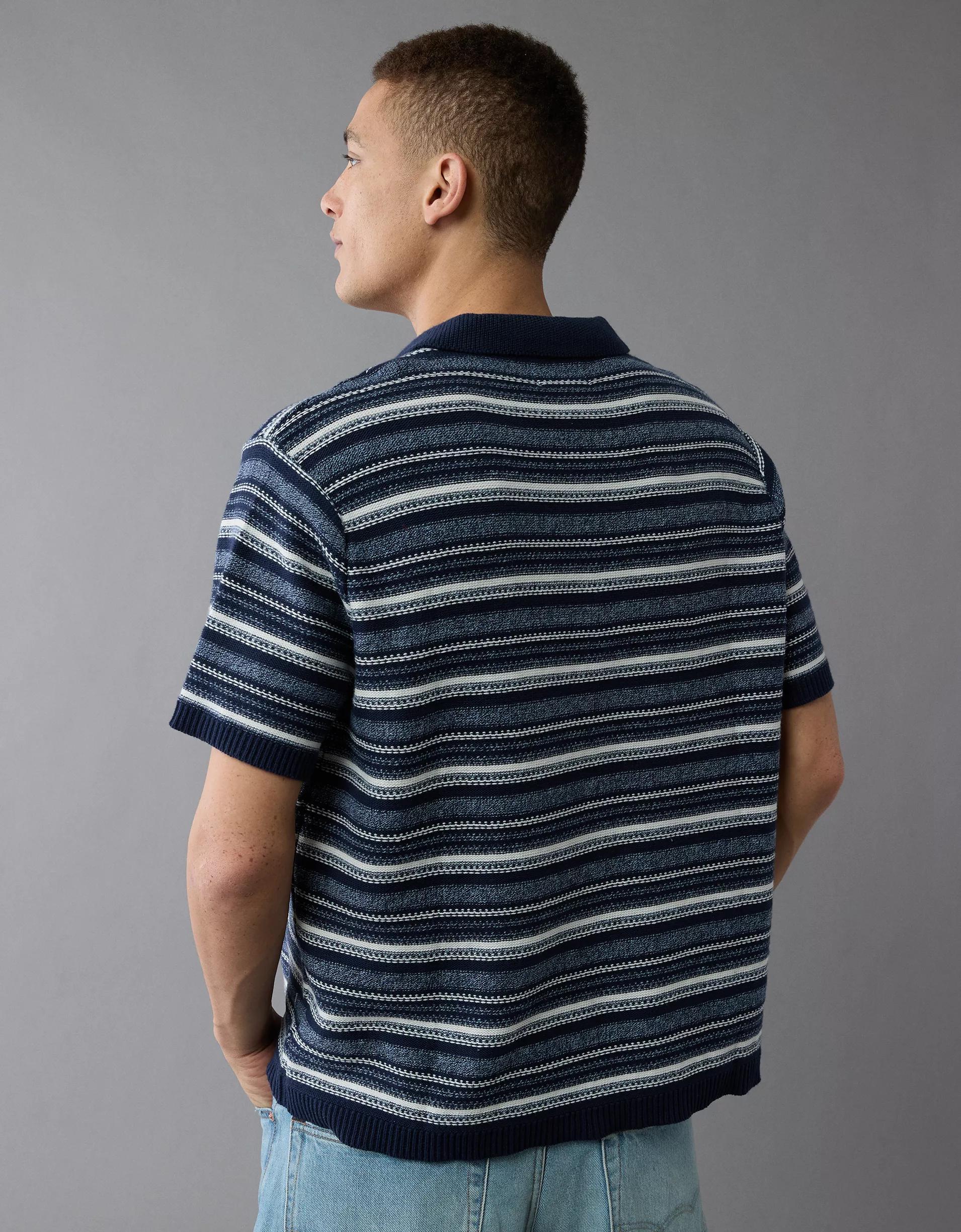 AE Weekend Striped Sweater Polo Shirt Product Image
