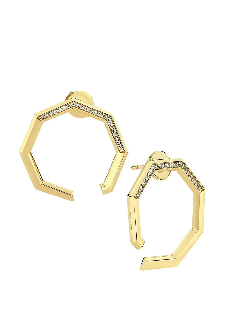 Womens Luminescence 18K Gold & Diamond Eclipse Earrings Product Image