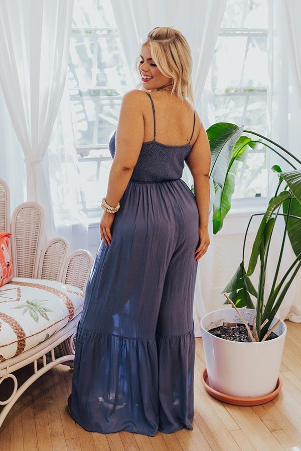 Desirable Destination Smocked Jumpsuit In Autumn Sky Curves Product Image