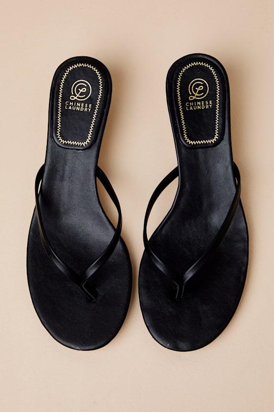 Brissa Black Kitten Heel Thong Sandals Product Image