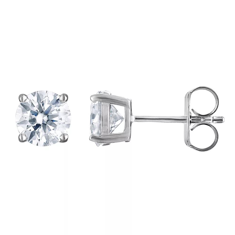 Sterling Silver Lab-Created Moissanite Round Stud Earrings, Women's Product Image