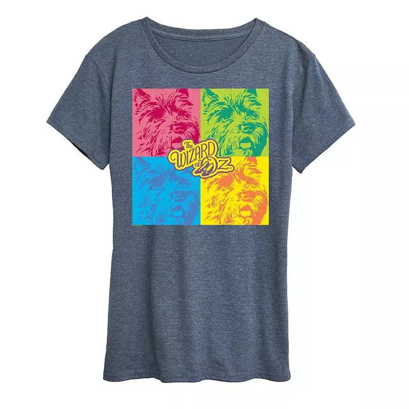 Womens The Wizard Of Oz Toto Grid Graphic Tee Grey Blue Product Image