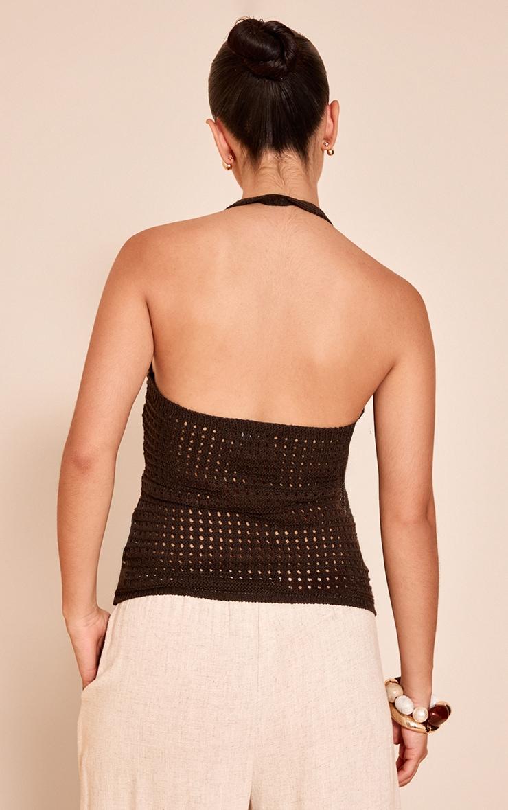Chocolate Crochet Halter Top Product Image
