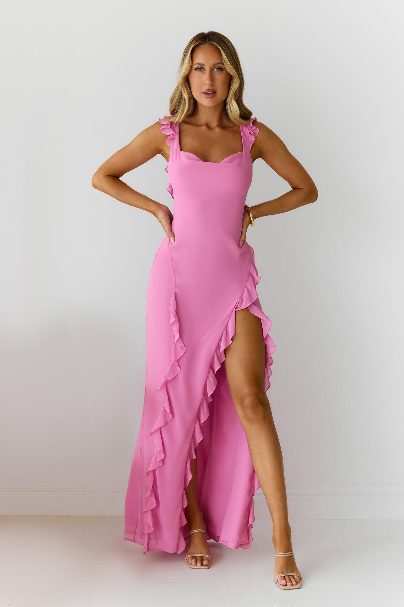 All Night Affair Maxi Dress Pink Product Image