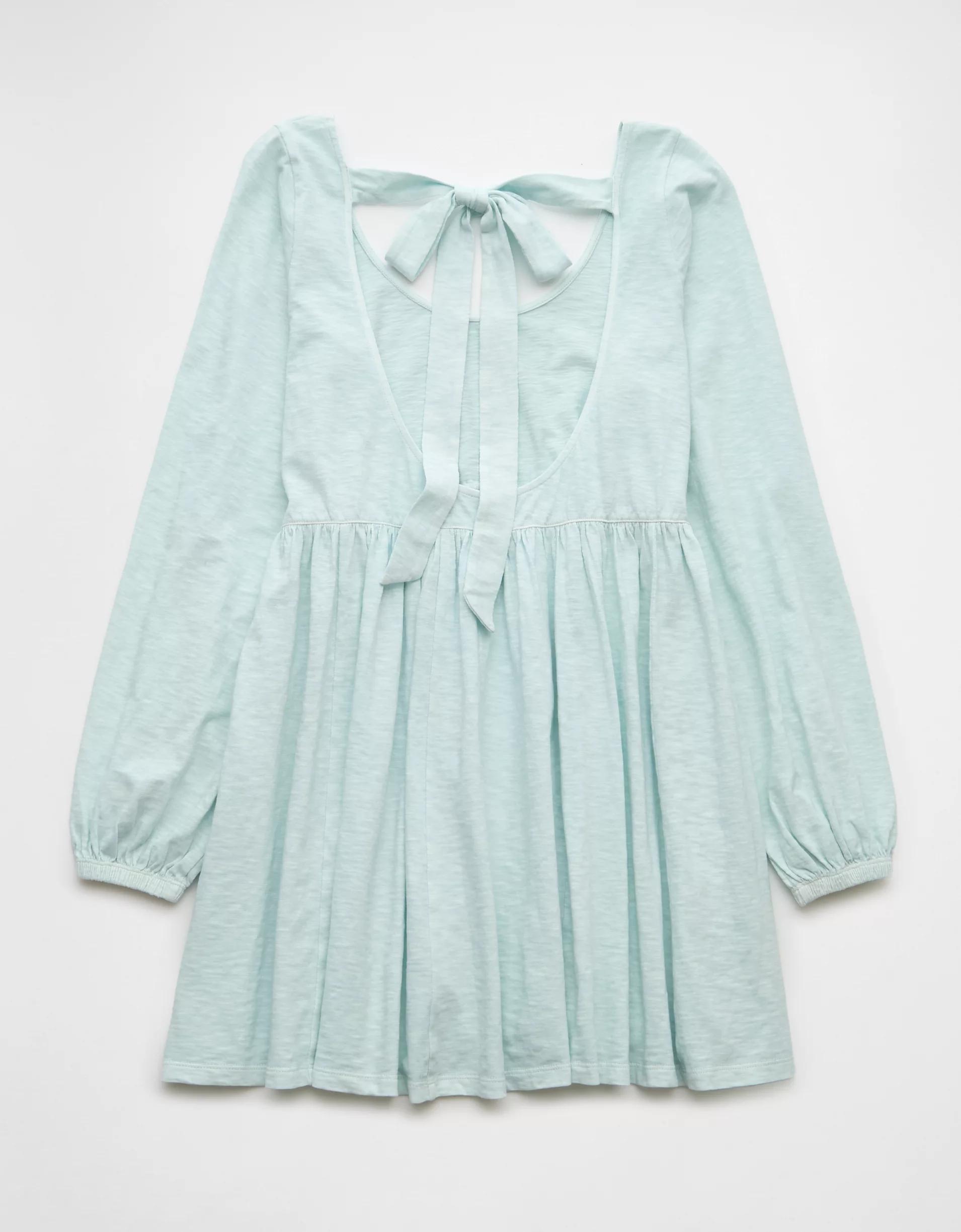 AE Sunchaser Knit Long-Sleeve Scoop Neck Mini Dress Product Image