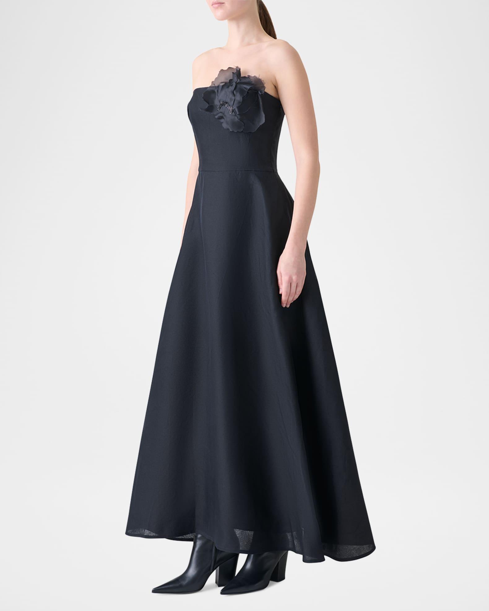 Flower Corsage Strapless Organza Gown Product Image