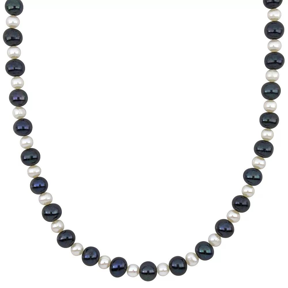 Stella Grace Men's Black & White Freshwater Cultured Pearl Necklace, Size: 20", Sterling Silver Product Image