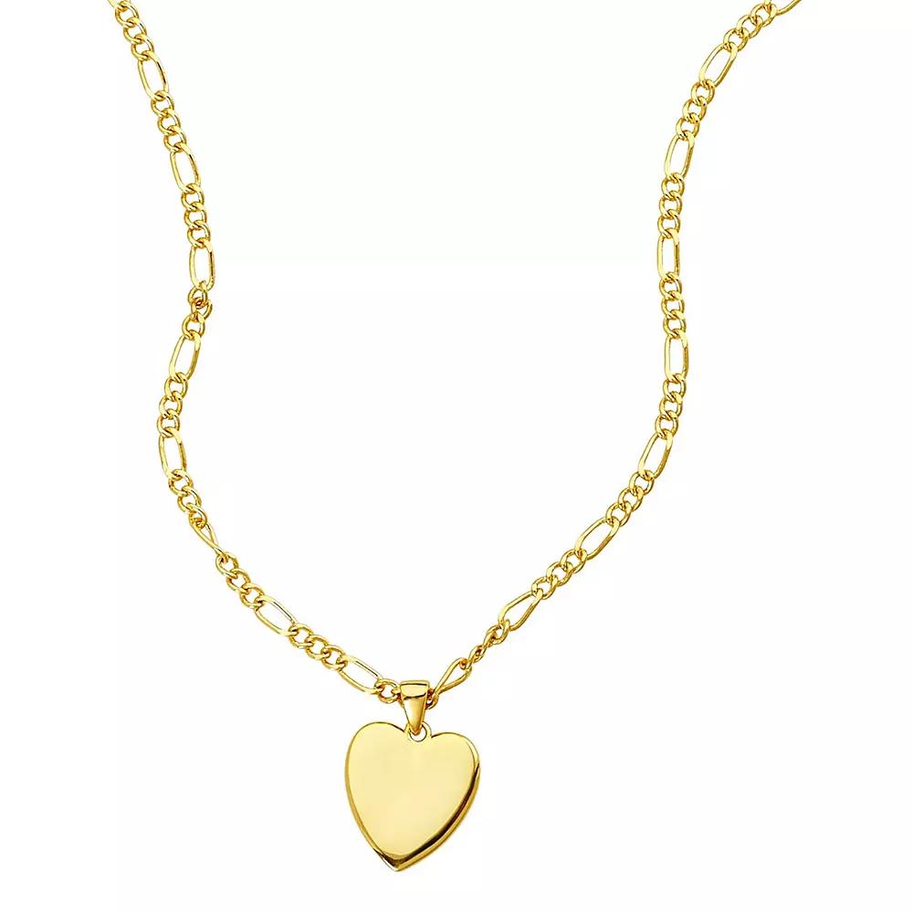 Adornia 14k Gold Plated Figaro Chain Heart Necklace, Women's, Size: 18", Gold Tone Product Image