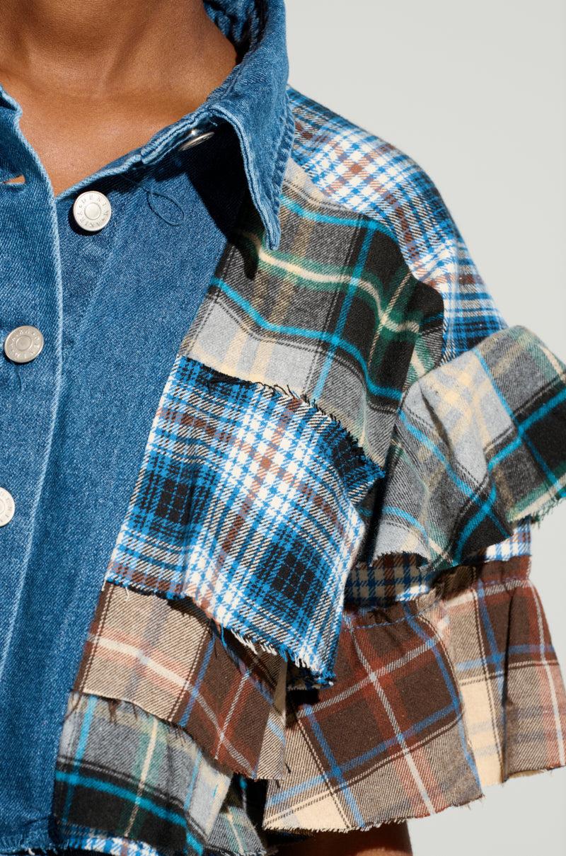 OVERRATED PLAID BUTTON DOWN BLOUSE Product Image
