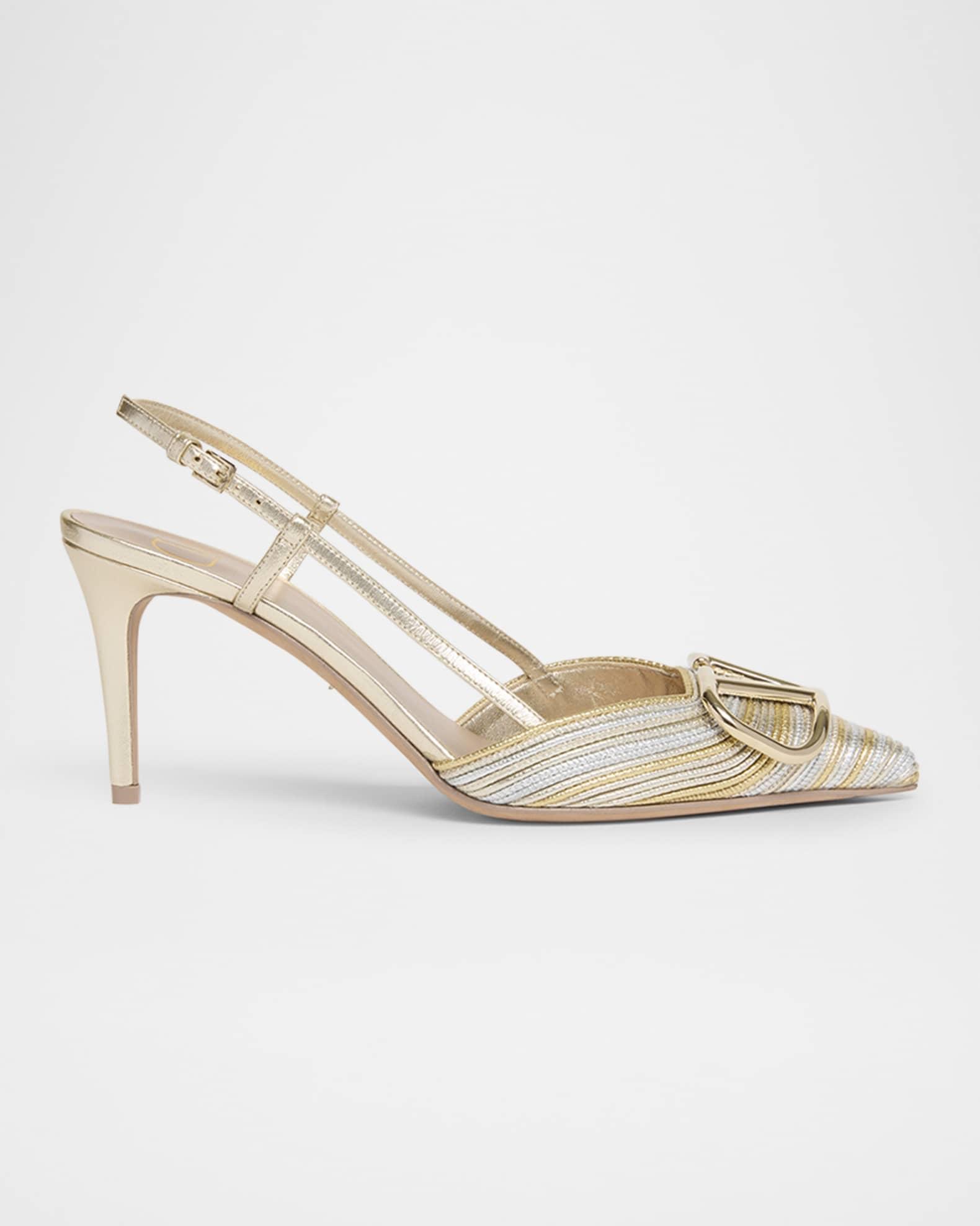 VLogo Two-Tone Metallic Slingback Pumps Product Image