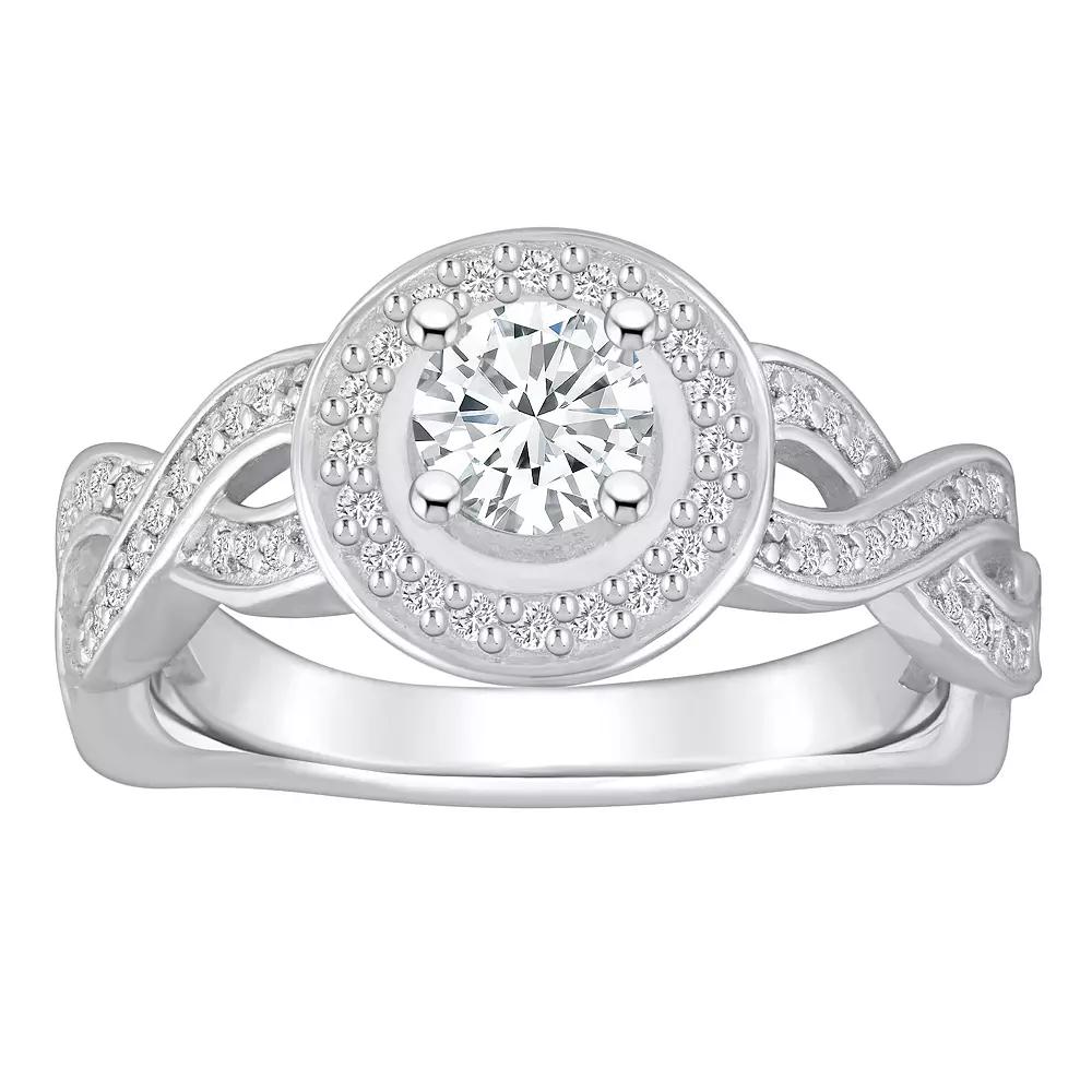 Alyson Layne 14k Gold 9/10 Carat T.W. Diamond Braided Halo Engagement Ring, Womens 14k White Gold Product Image