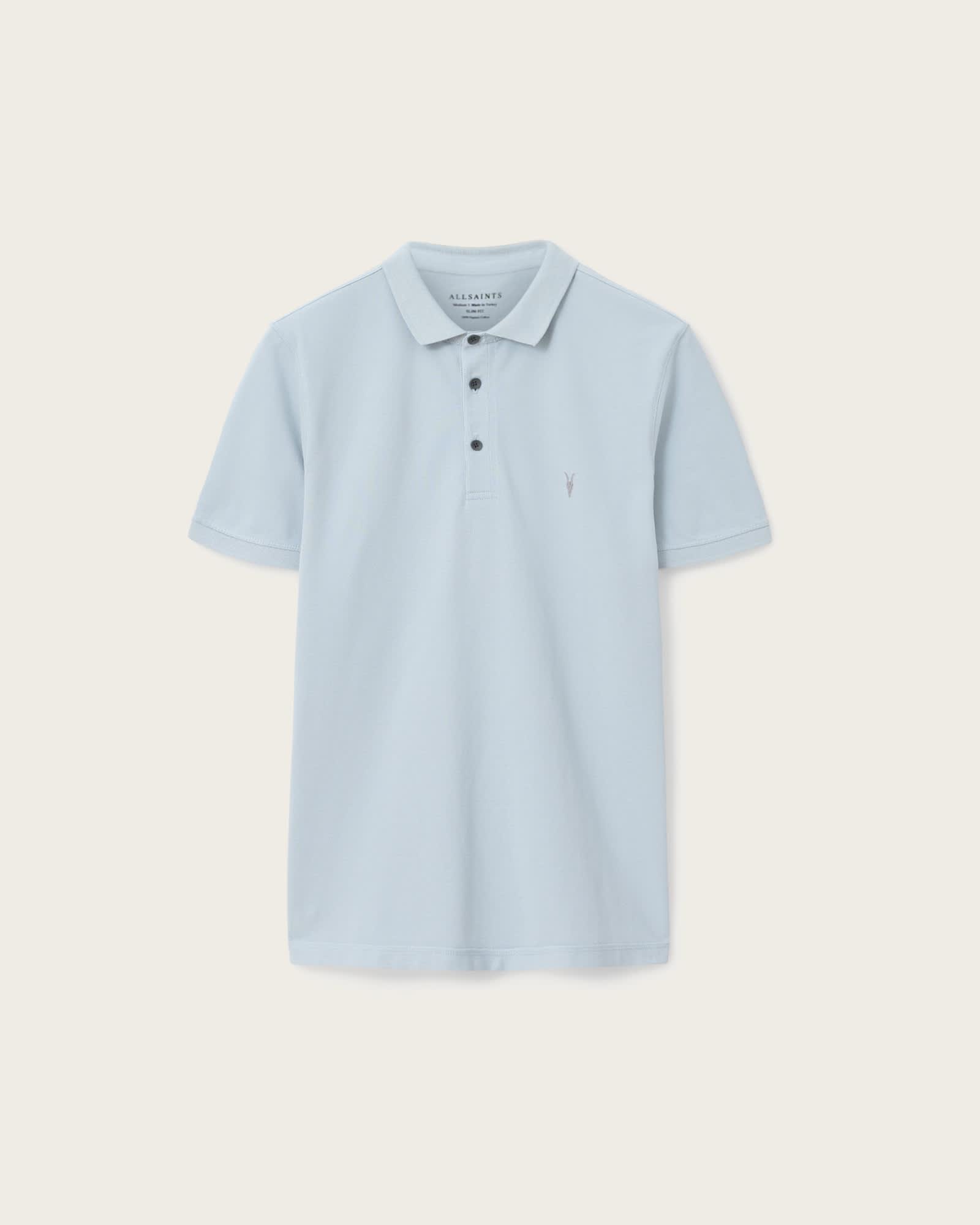 Reform Short Sleeve Polo Shirt MISTY BLUE | ALLSAINTS US Product Image