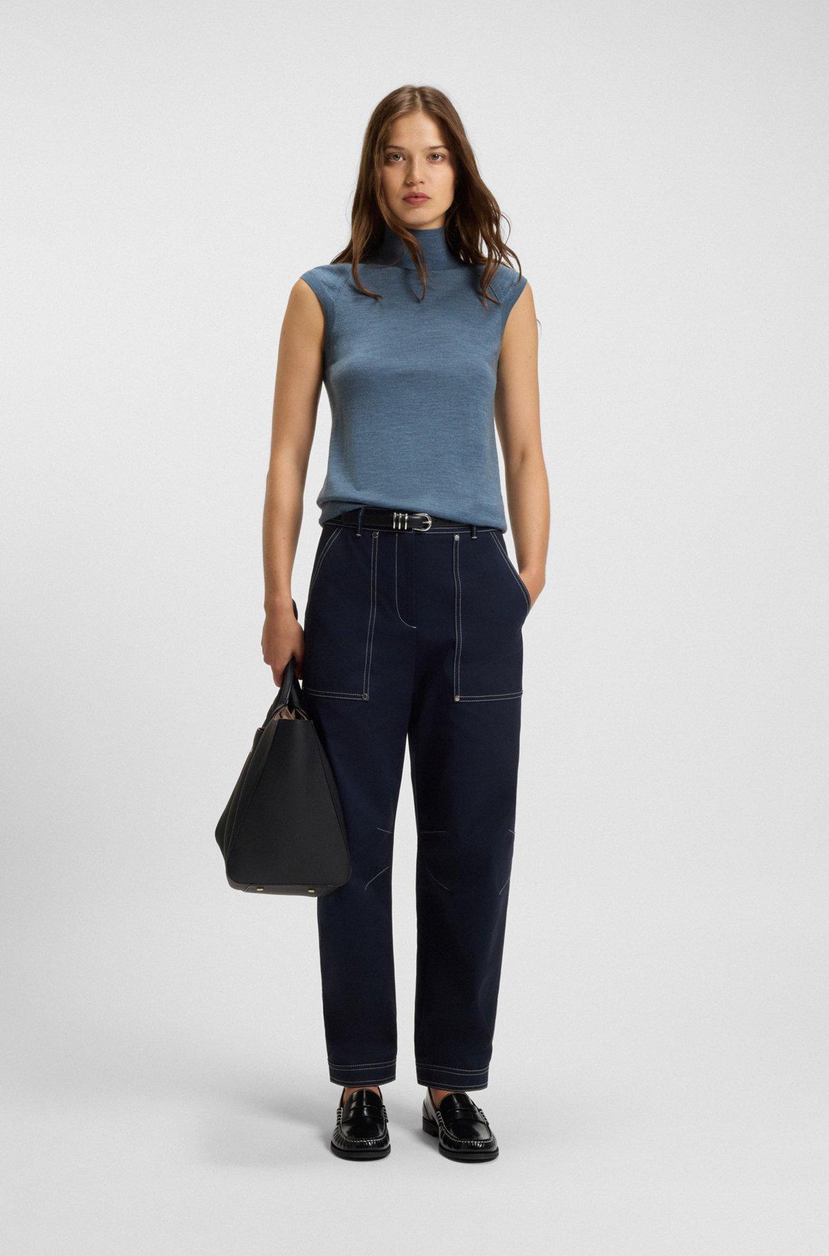 High-neck top in merino wool Product Image