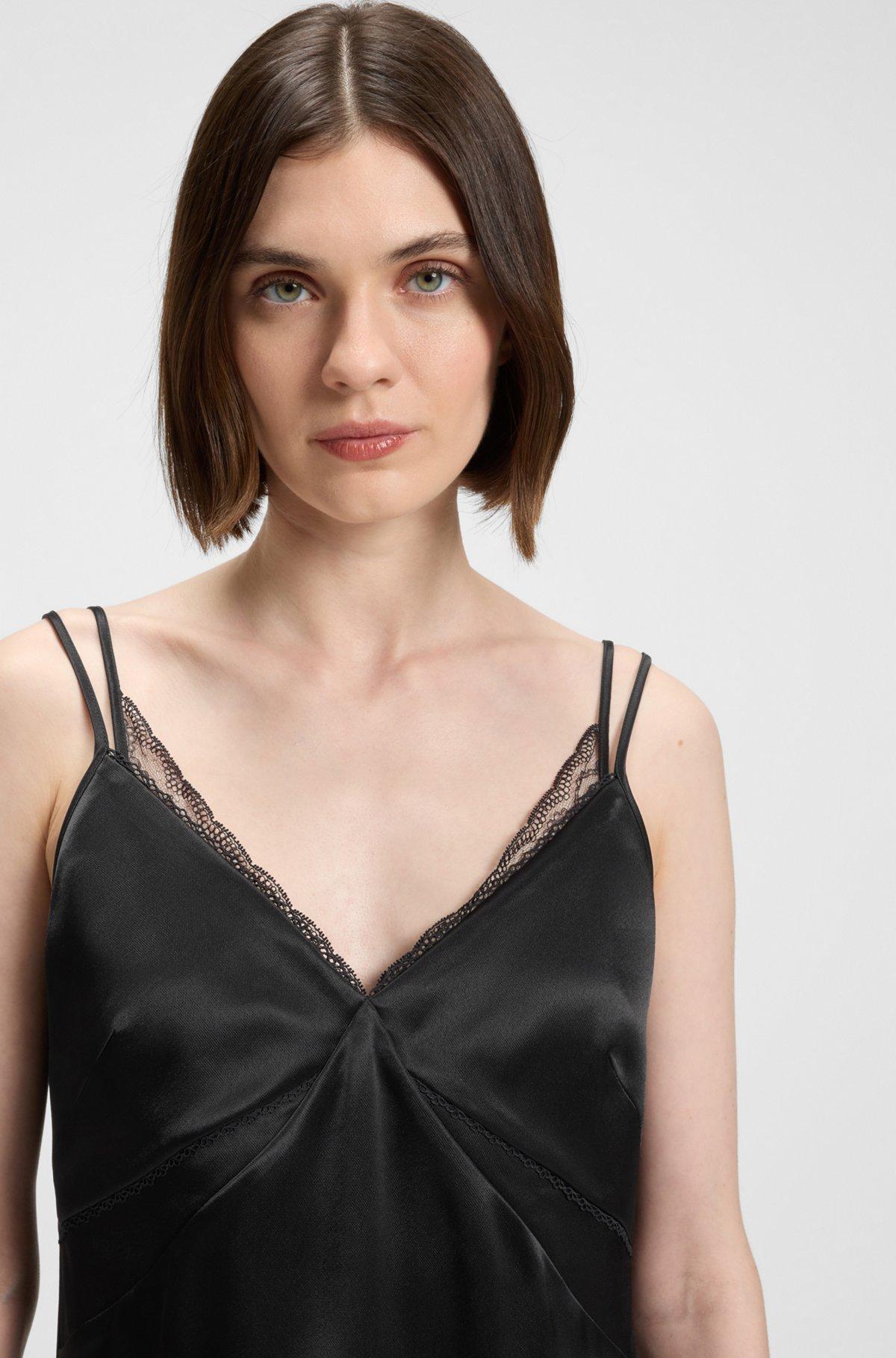 Satin camisole top with lace trims Product Image