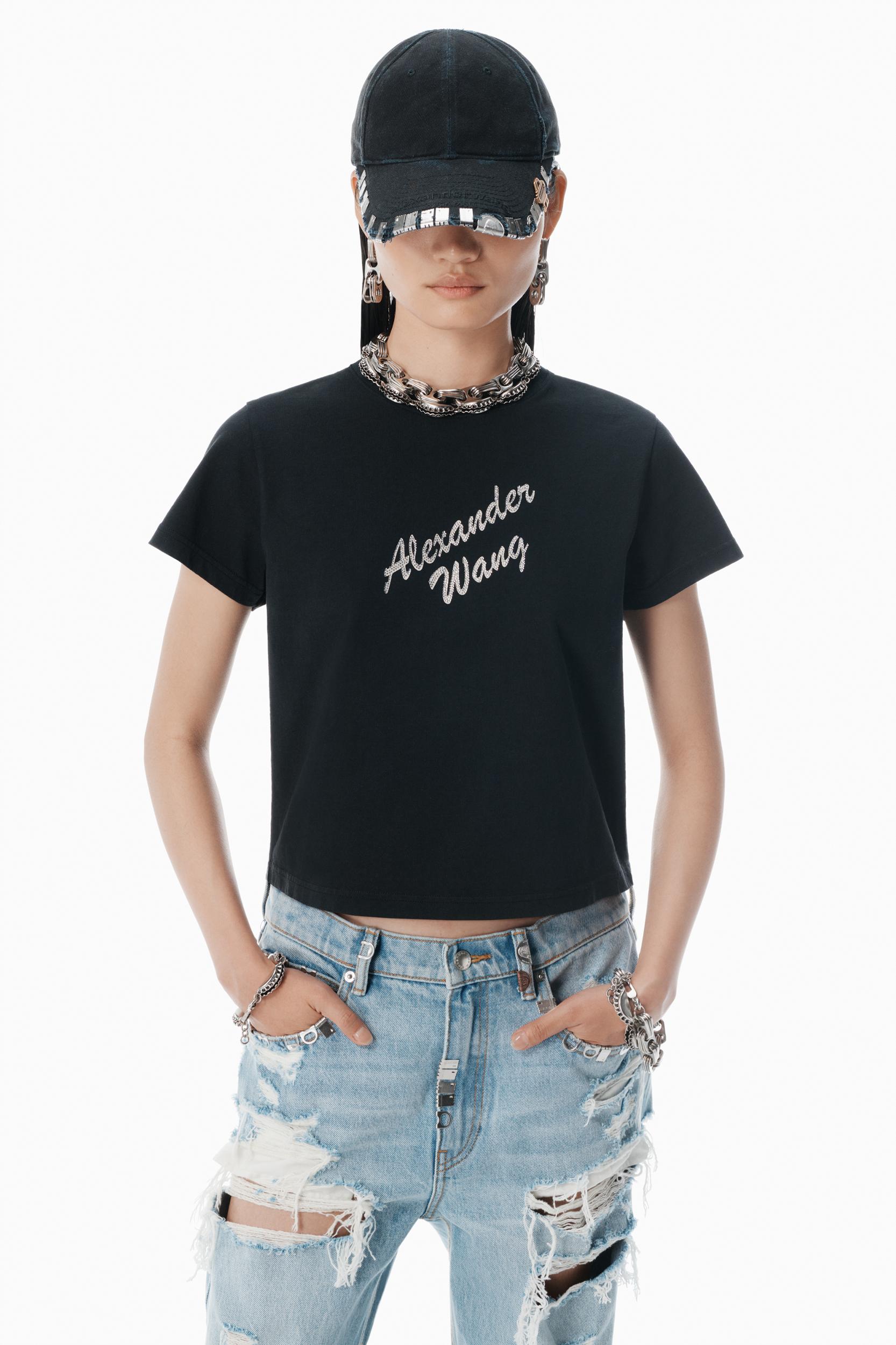 Black Crystal Hotfix & Cotton Logo Tee Product Image