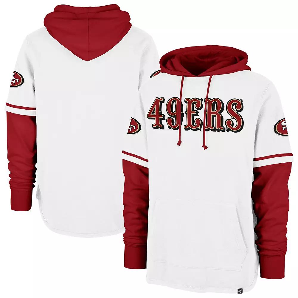 Men's '47 White San Francisco 49ers Trifecta Shortstop Pullover Hoodie, Size: XL Product Image