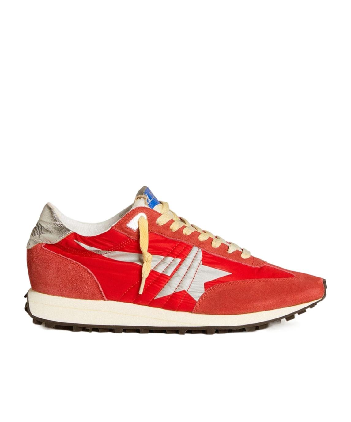 GOLDEN GOOSE Marathon Sneakers With Red Nylon Upper And Silver Star Shoes Product Image