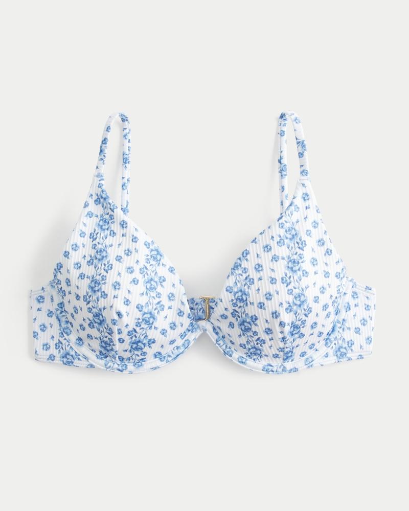 Ribbed Plunge Underwire Bikini Top Product Image