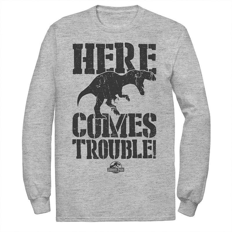 Men's Jurassic Park Here Comes Trouble Long Sleeve Graphic Tee,  Product Image