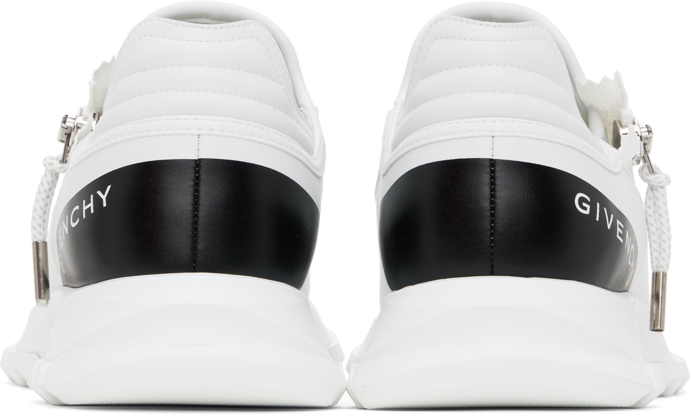 GIVENCHY Spectre Runner Leather Sneakers With 4g Side Zip Detail In White Product Image