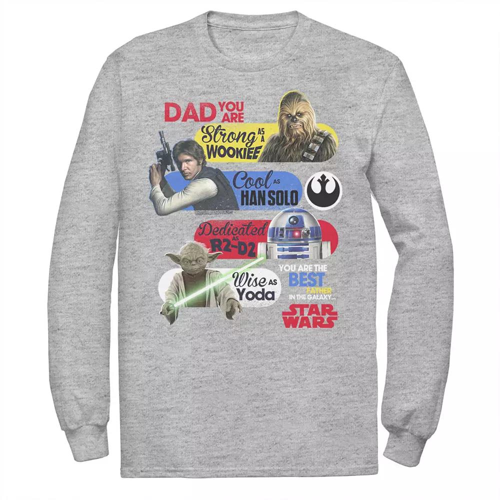Men's Star Wars "Best Father In The Galaxy" Long Sleeve Tee, Size: Small, Athletic Grey Product Image