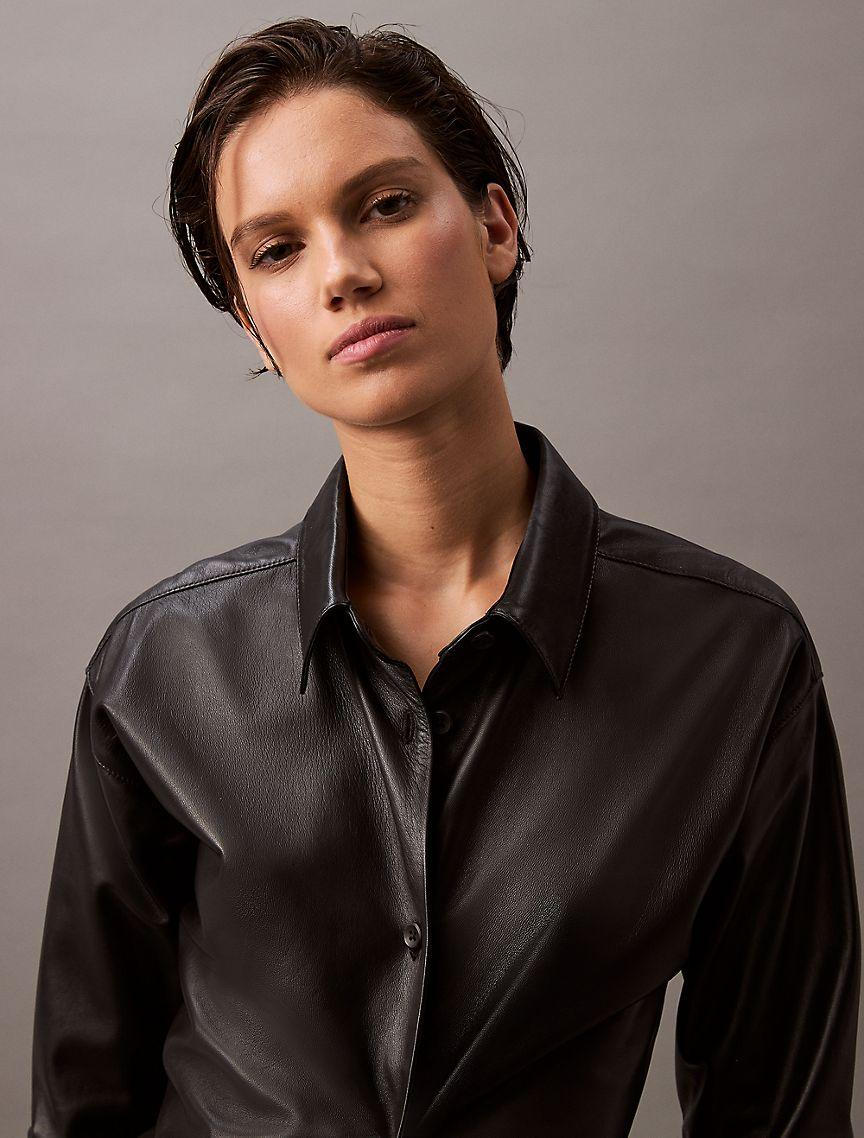 Lamb Leather Button-Down Shirt Product Image