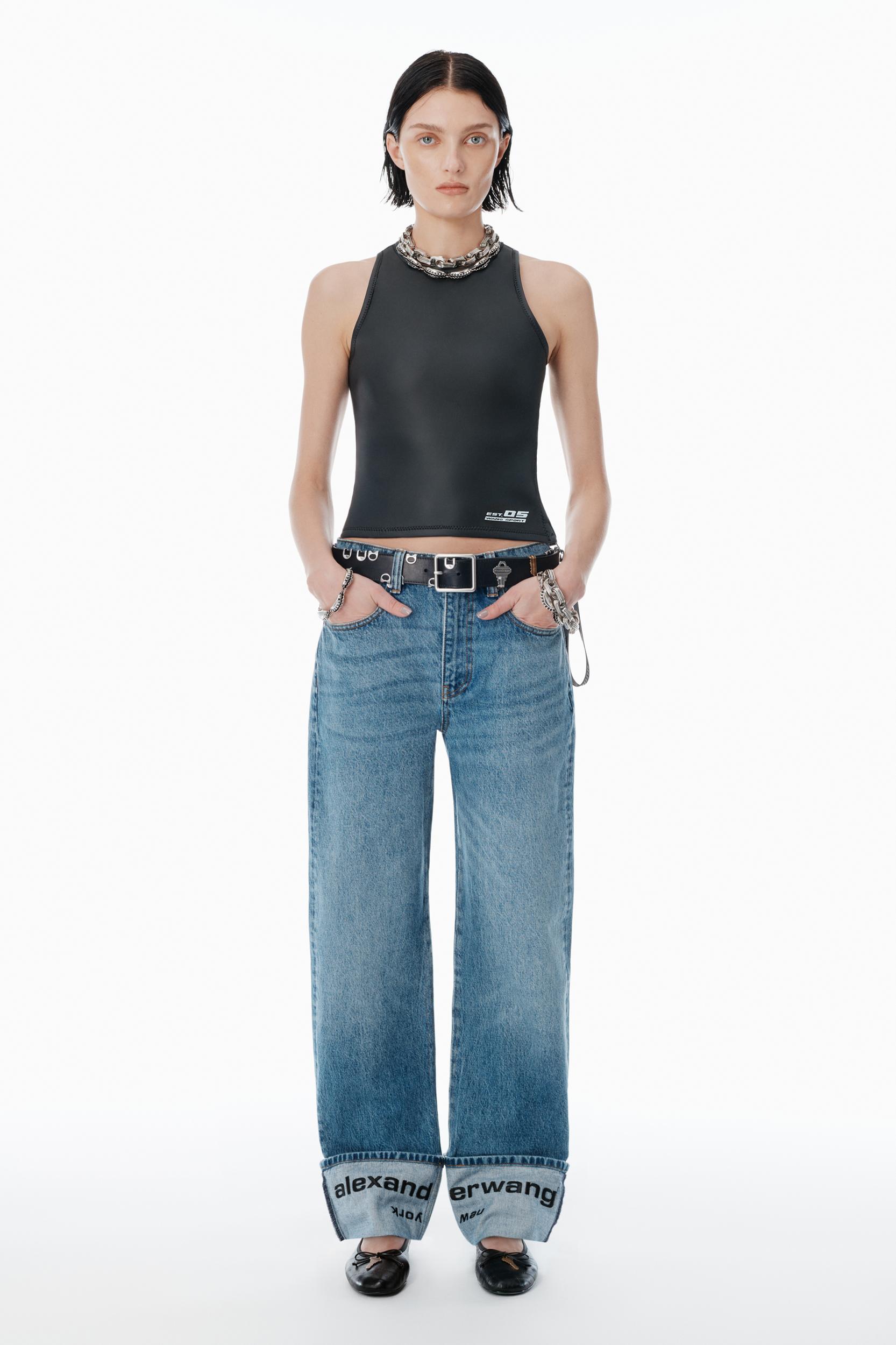 Indigo Logo-embroidered Mid-rise Jeans Product Image