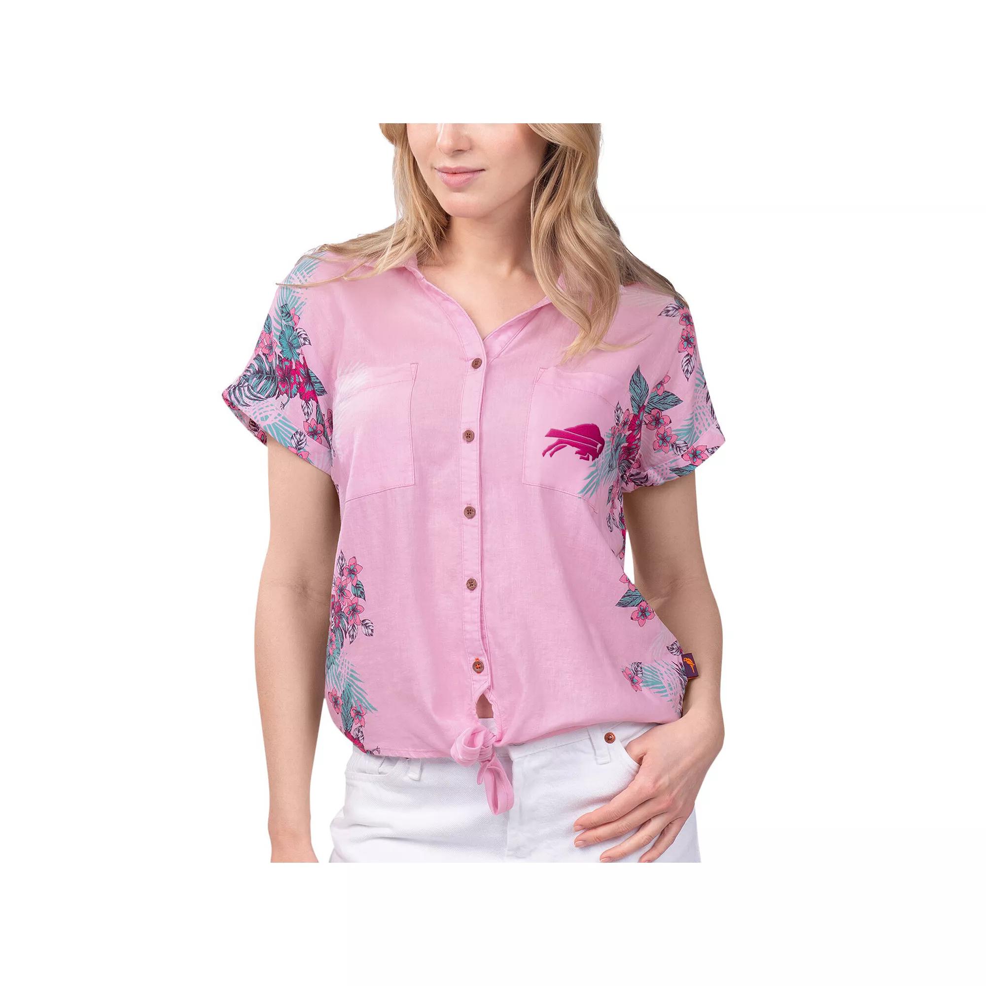 Women's Margaritaville Pink Seattle Seahawks Stadium Tie-Front Button-Up Shirt,  Product Image