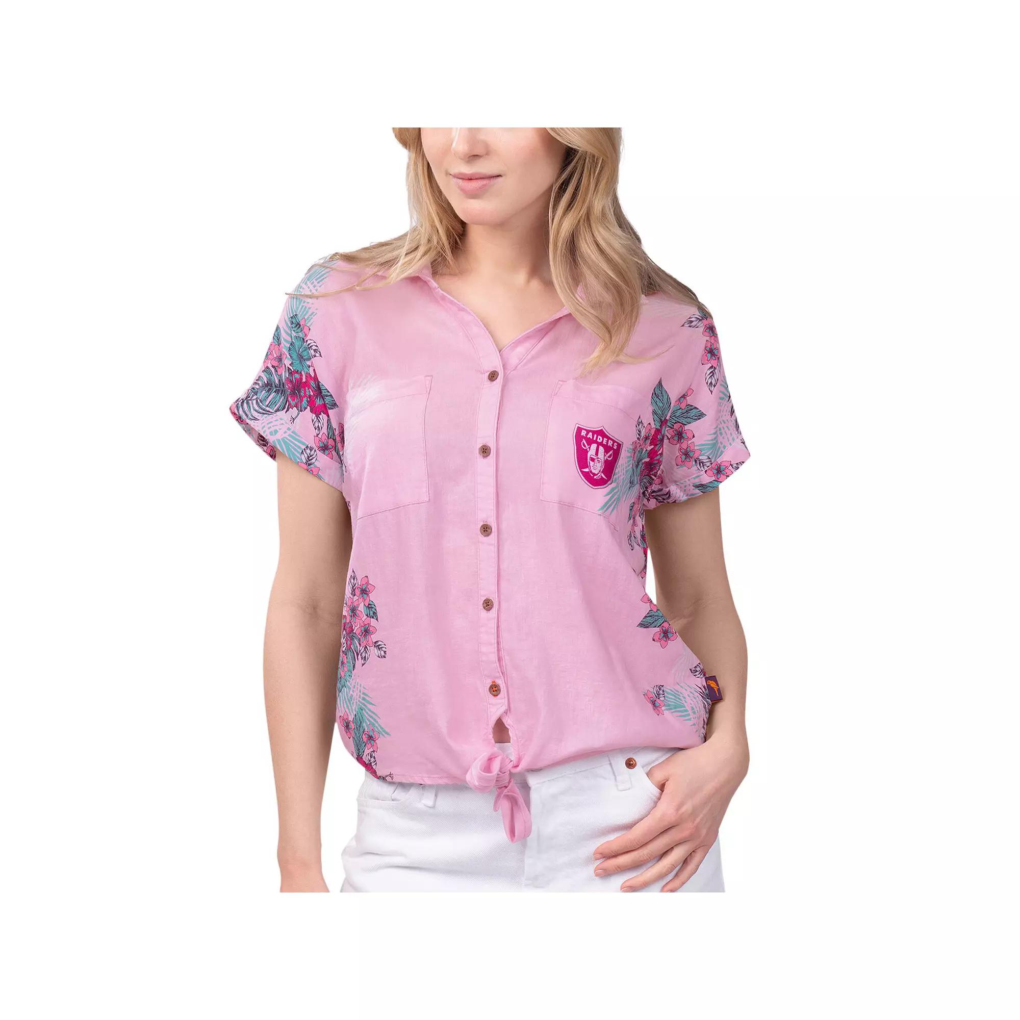 Women's Margaritaville Pink Seattle Seahawks Stadium Tie-Front Button-Up Shirt,  Product Image