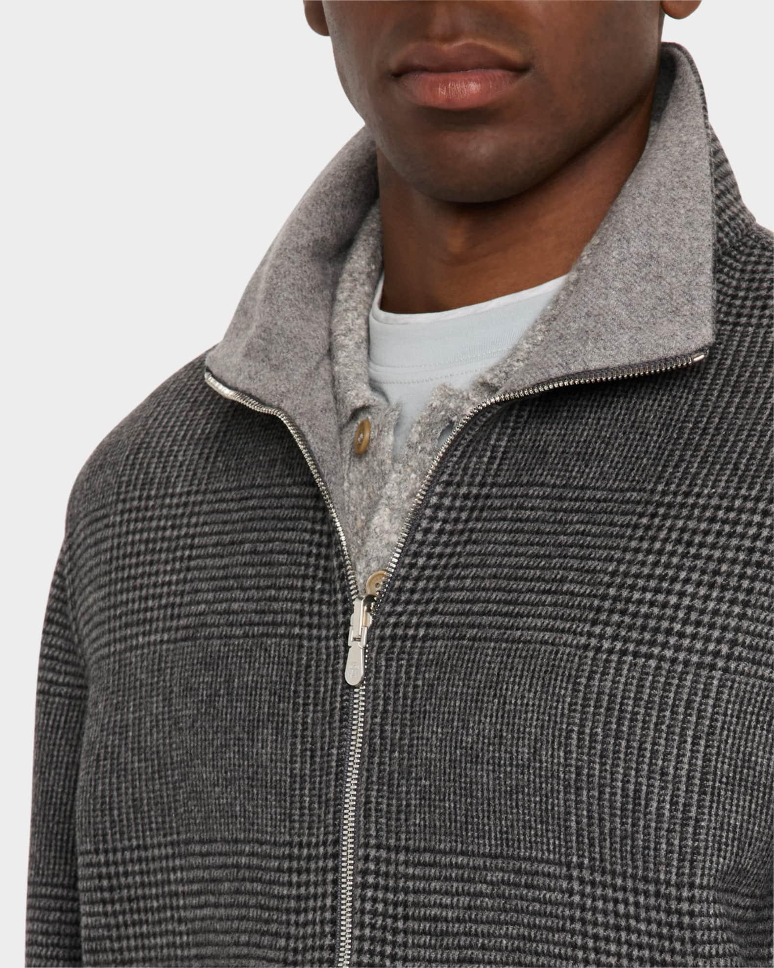 Men's Reversible Cashmere Plaid Full-Zip Bomber Jacket Product Image