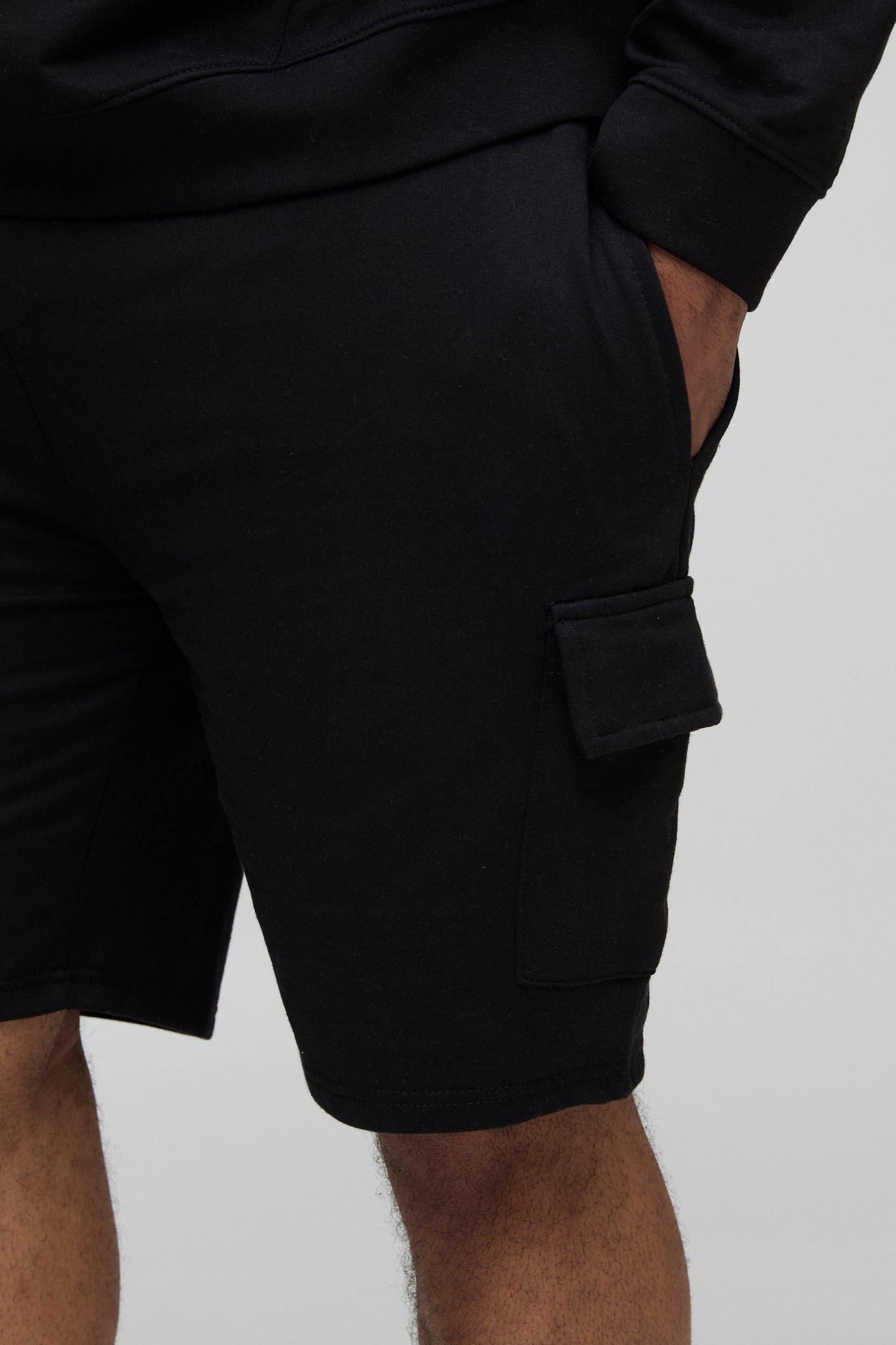 Plus 260GSM Loopback Regular Fit Basic Cargo Shorts | boohooMAN USA Product Image