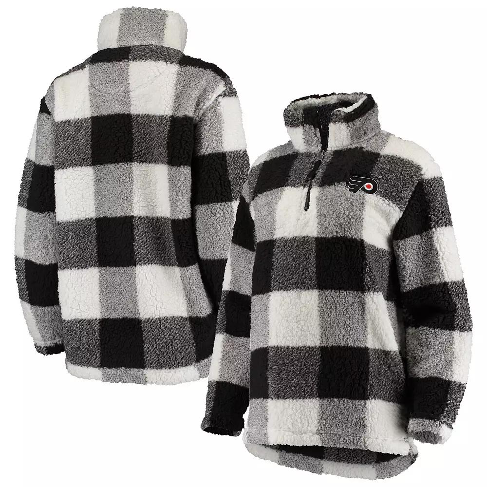 Women's G-III 4Her by Carl Banks Black/White Philadelphia Flyers Plaid Sherpa Quarter-Zip Jacket, Size: Small, Fly Black Product Image