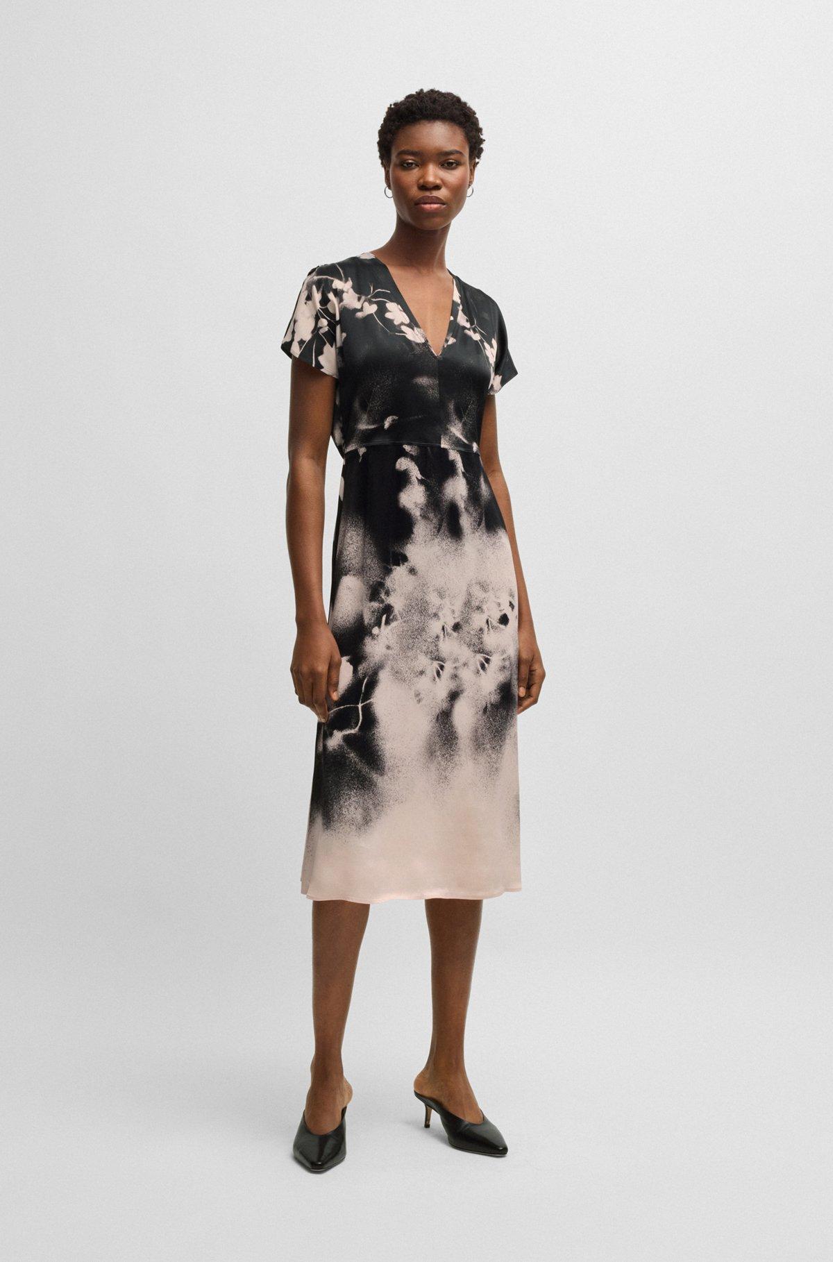 V-neck dress with degradé floral print Product Image