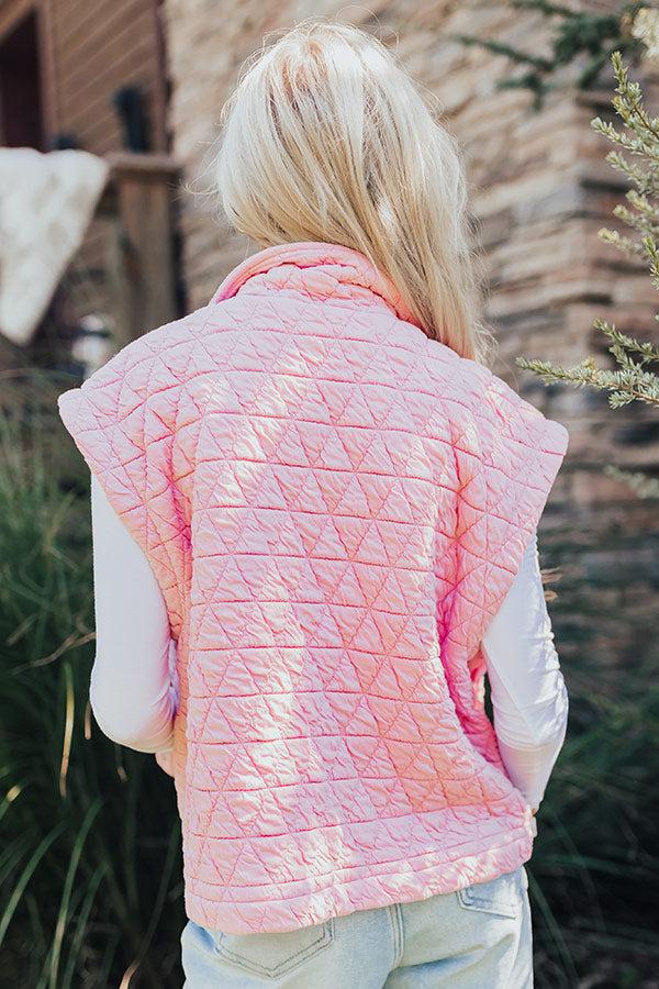 Mountain Lodge Cutie Quilted Vest in Pink Product Image