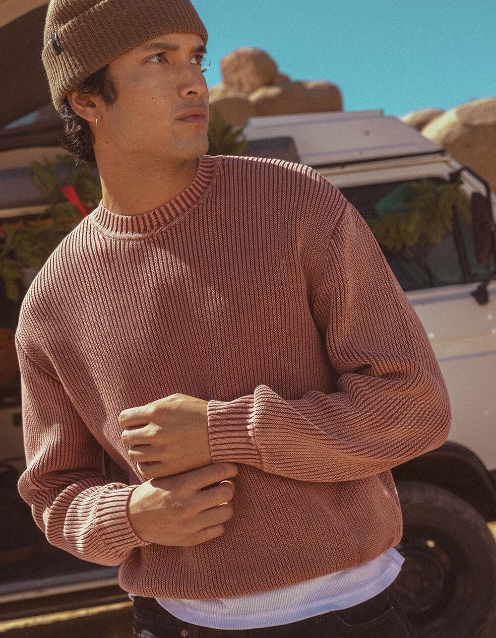 RSQ Mens Washed Ribbed Sweater - RED Product Image