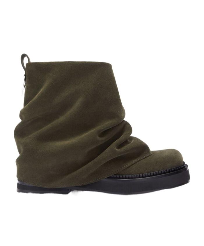 ATTICO Leather Ankle Pull Tab Combat Boots In Green Product Image