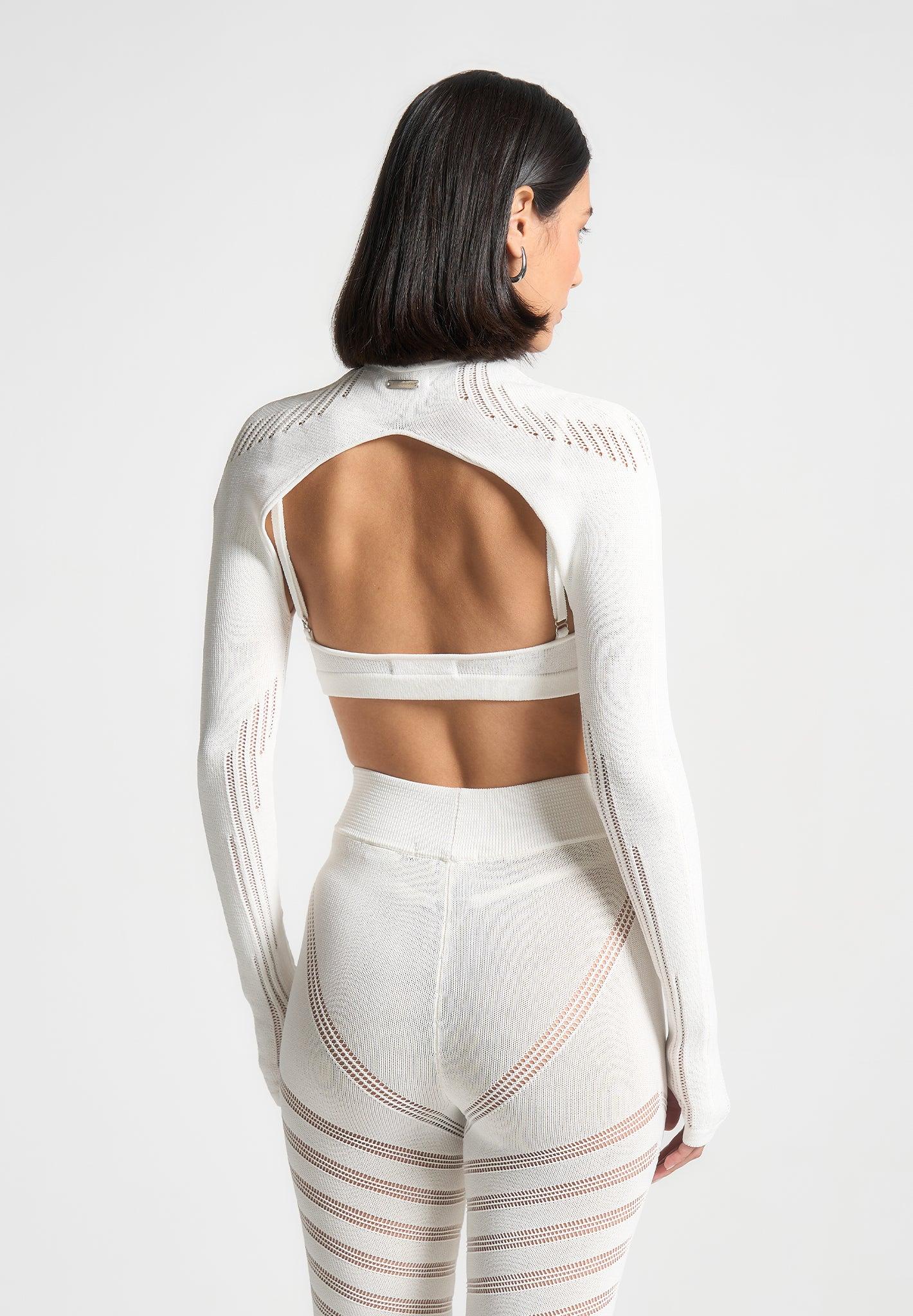 Knitted Sleeve Overlay with Bralette - White Female Product Image