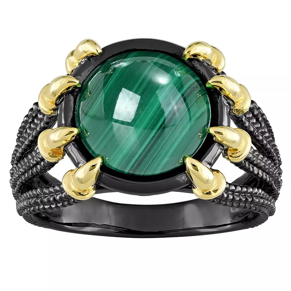 Stella Grace Men's 18k Gold Over Silver Malachite Split-Shank Ring, Size: 11, Two Tone Product Image