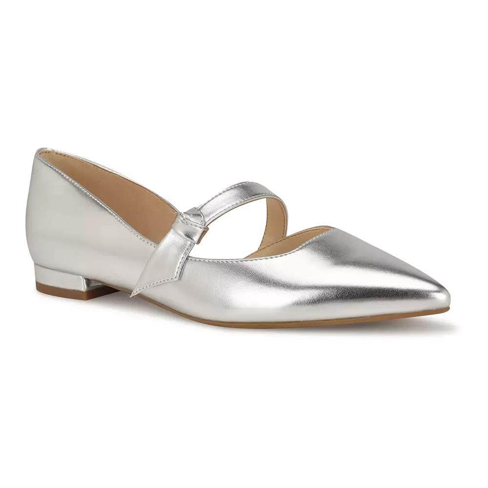 Nine West Leeza Pointy Women's Toe Slip-On Dress Flats, Size: 11, Silver Product Image