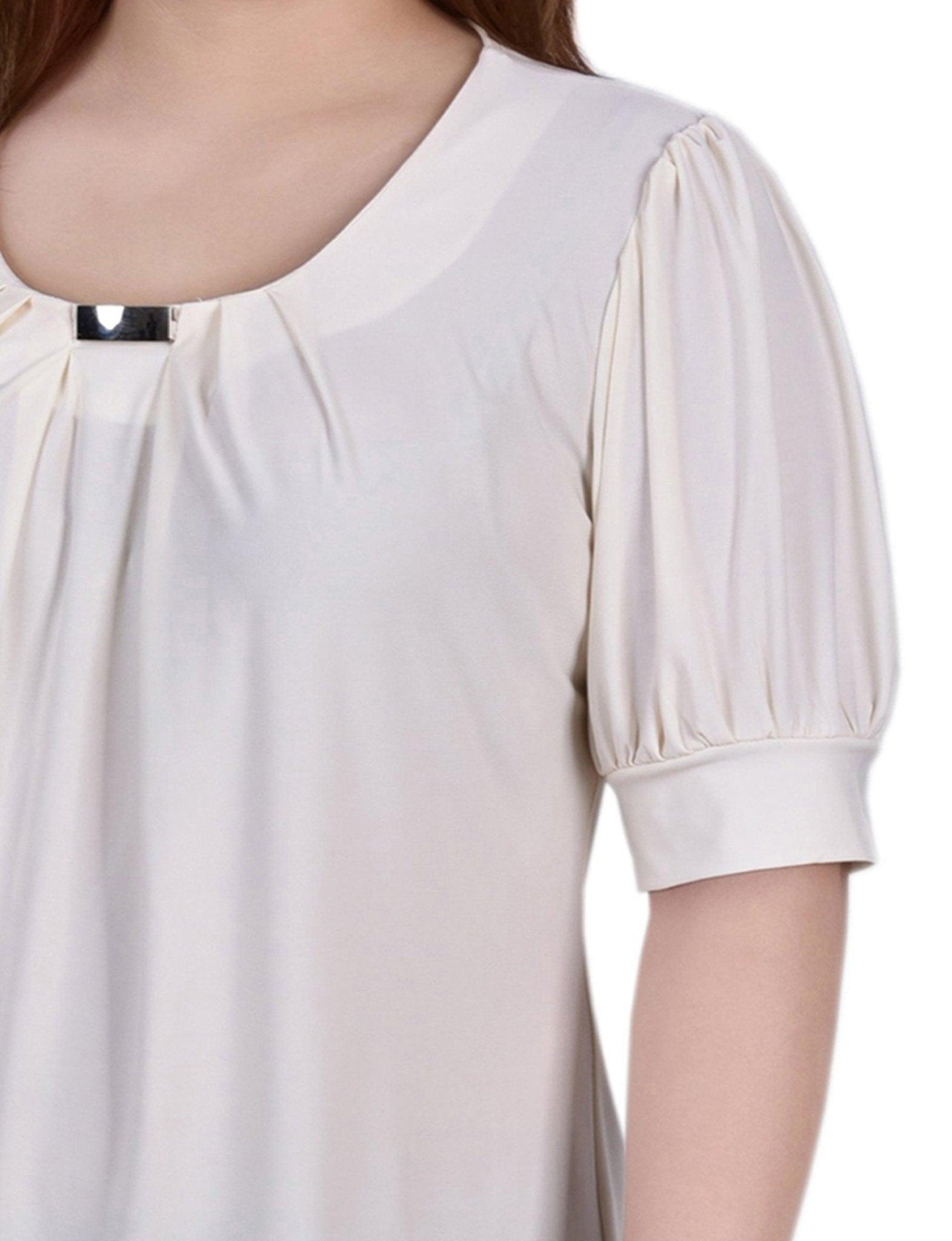 Pristine Short Sleeve Balloon Sleeve Top With Hardware - Plus Product Image