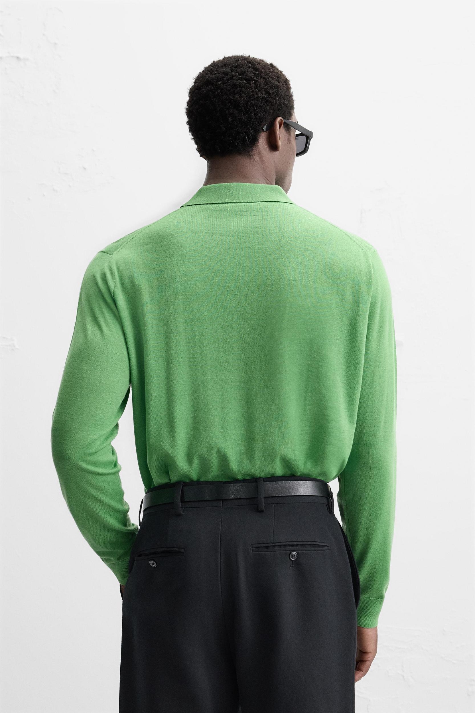 100% WOOL KNIT POLO SHIRT Product Image